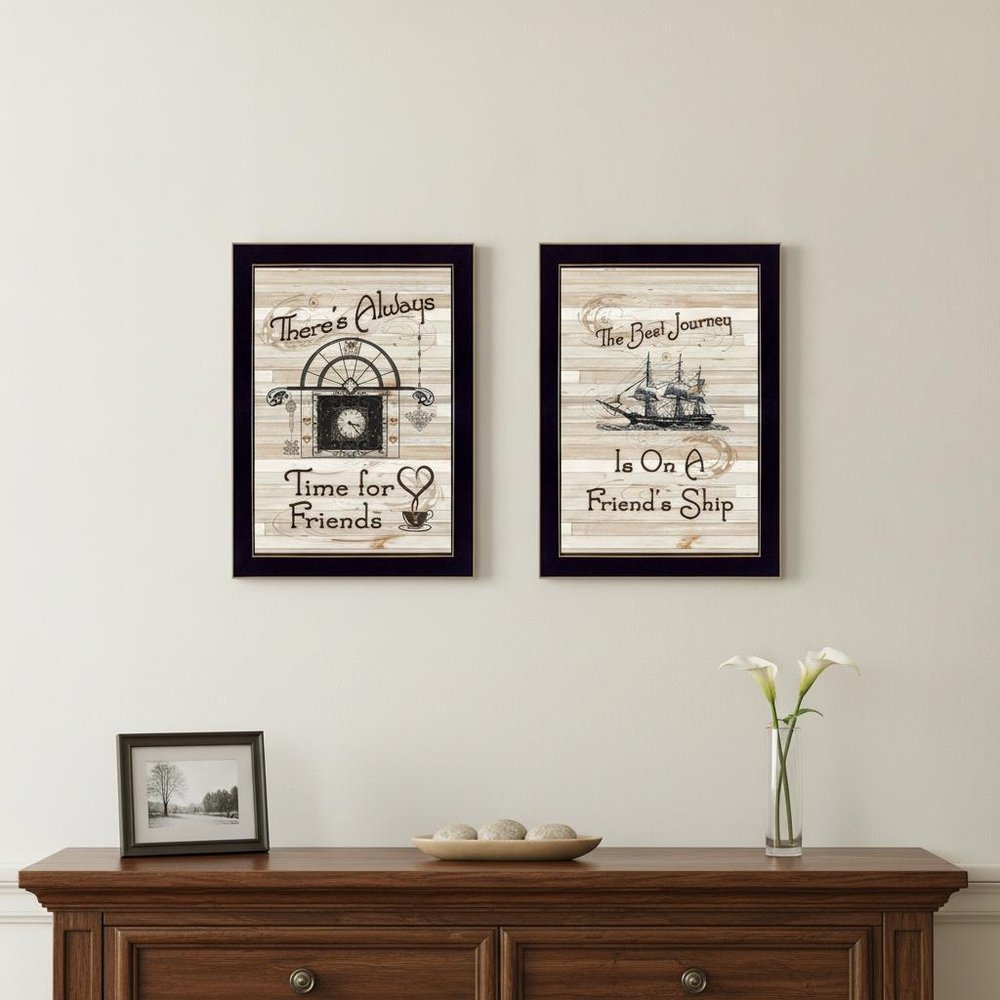 Set Of Two Friendship Journey 2 Black Framed Print Kitchen Wall Art — view 3