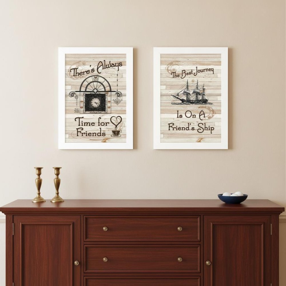 Set Of Two Friendship Journey 3 White Framed Print Kitchen Wall Art — view 4