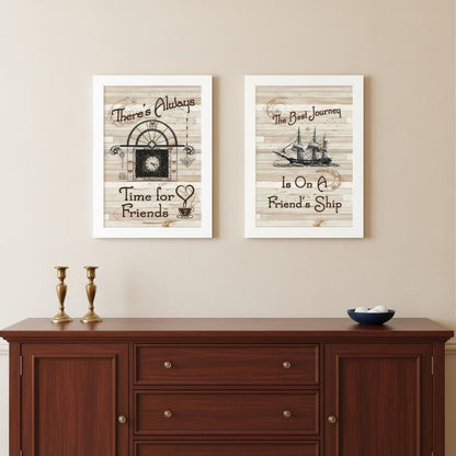 Set Of Two Friendship Journey 3 White Framed Print Kitchen Wall Art