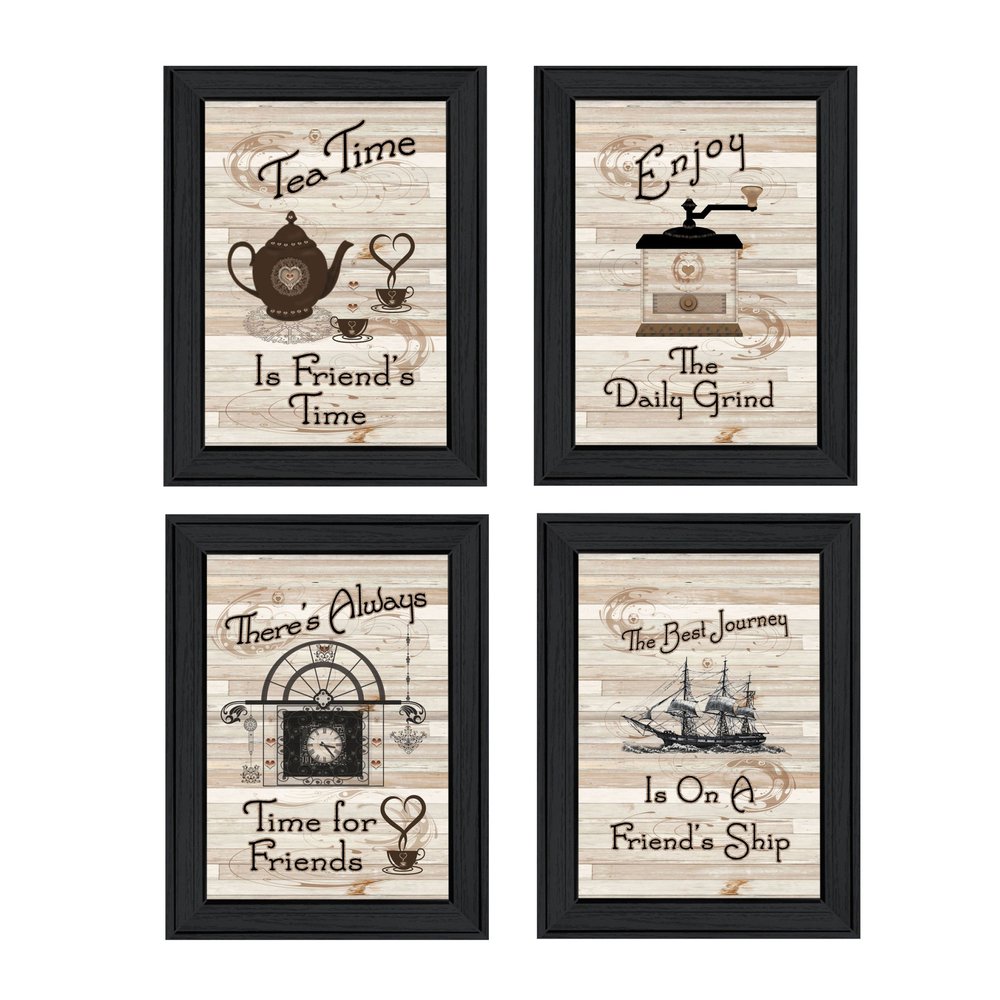 Set Of Four Friendship 1 Black Framed Print Kitchen Wall Art — view 1