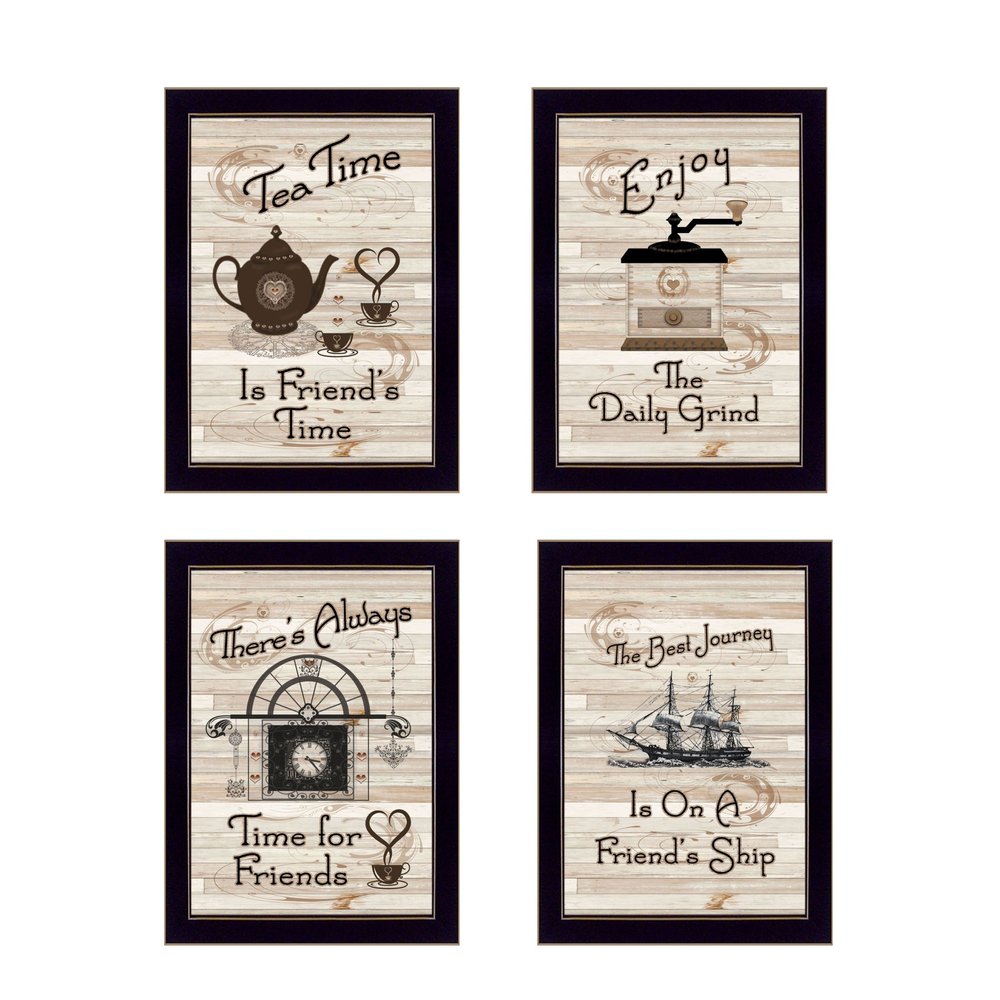 Set Of Four Friendship 2 Black Framed Print Kitchen Wall Art — view 1