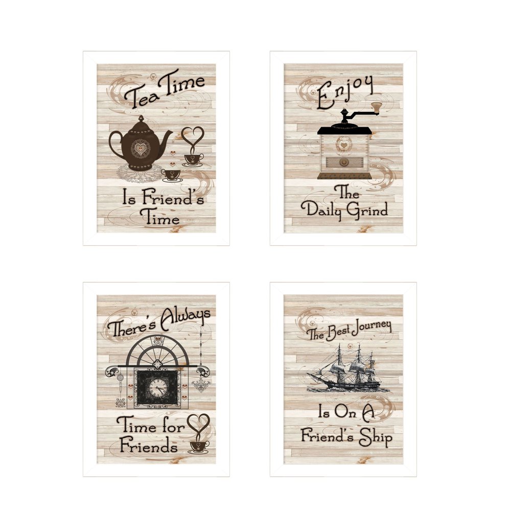 Set Of Four Friendship 3 White Framed Print Kitchen Wall Art — view 1