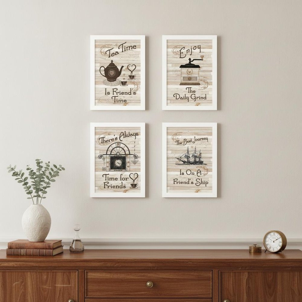 Set Of Four Friendship 3 White Framed Print Kitchen Wall Art — view 3