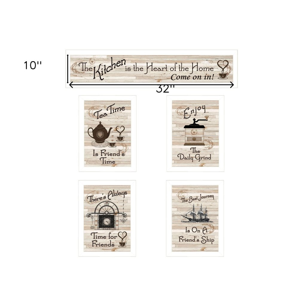 Set Of Five Kitchen Friendship Collection II 4 White Framed Print Kitchen Wall Art — view 3