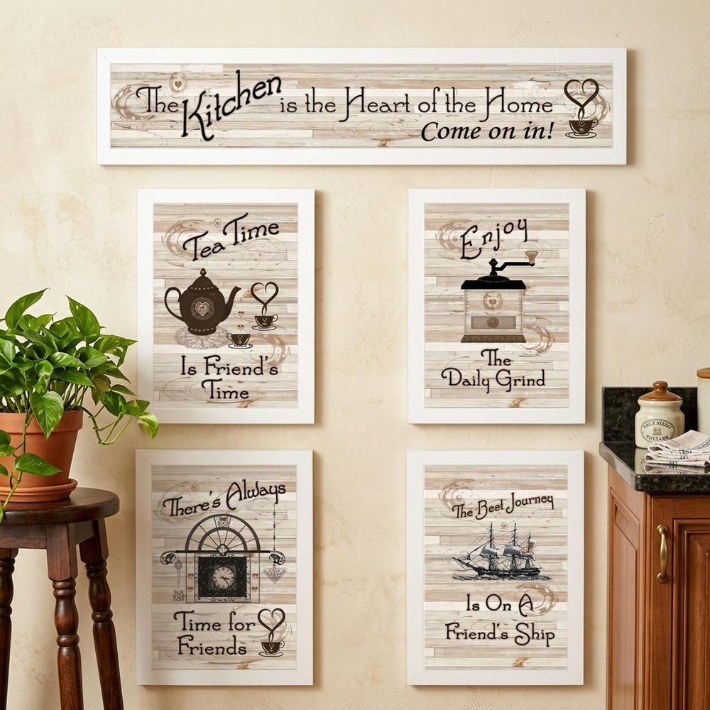 Set Of Five Kitchen Friendship Collection II 4 White Framed Print Kitchen Wall Art — view 4