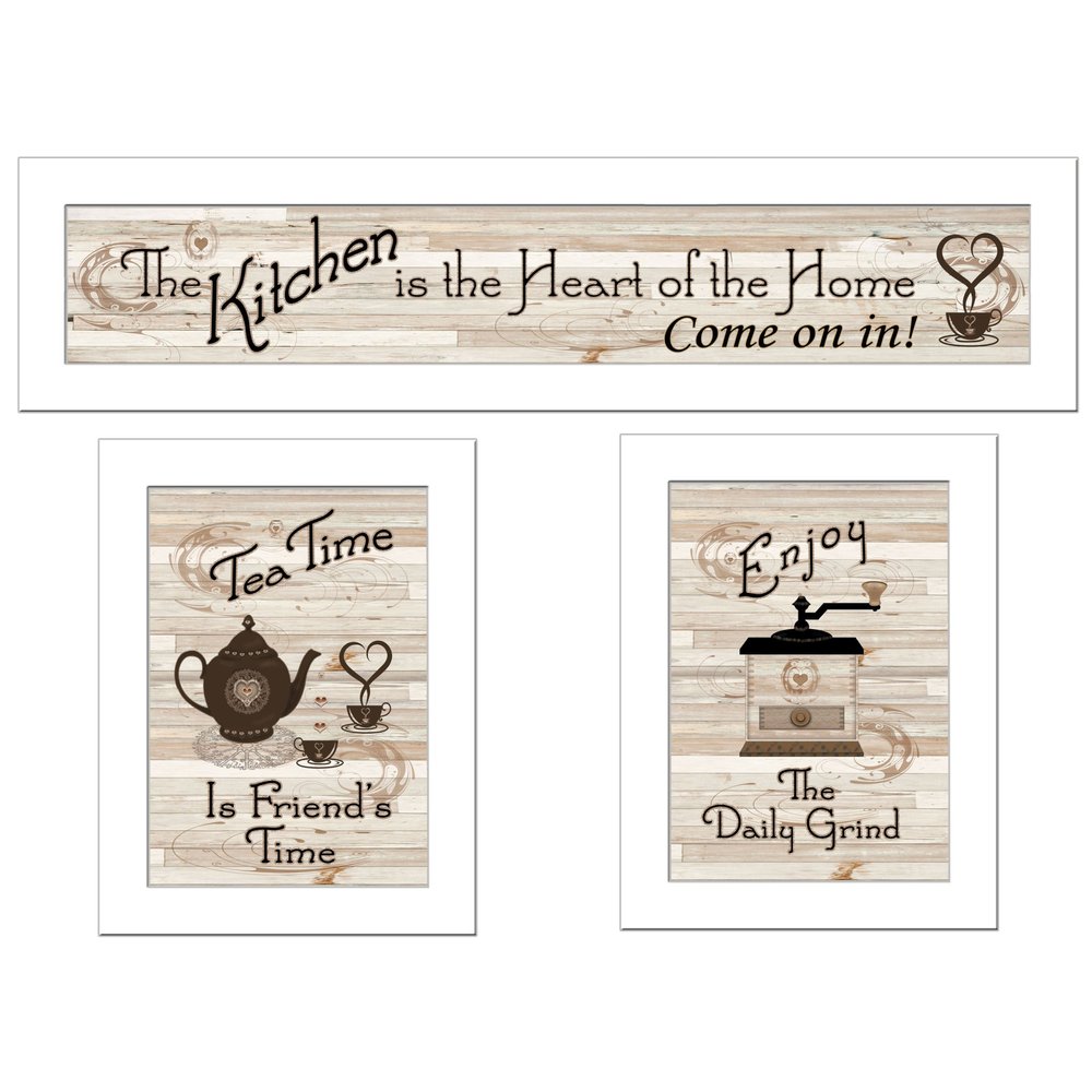 Set Of Three Kitchen Friendship Collection III 2 White Framed Print Kitchen Wall Art — view 1