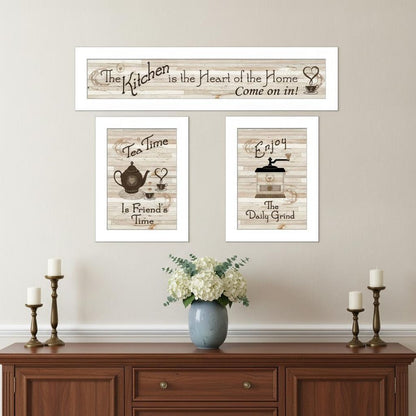 Set Of Three Kitchen Friendship Collection III 2 White Framed Print Kitchen Wall Art