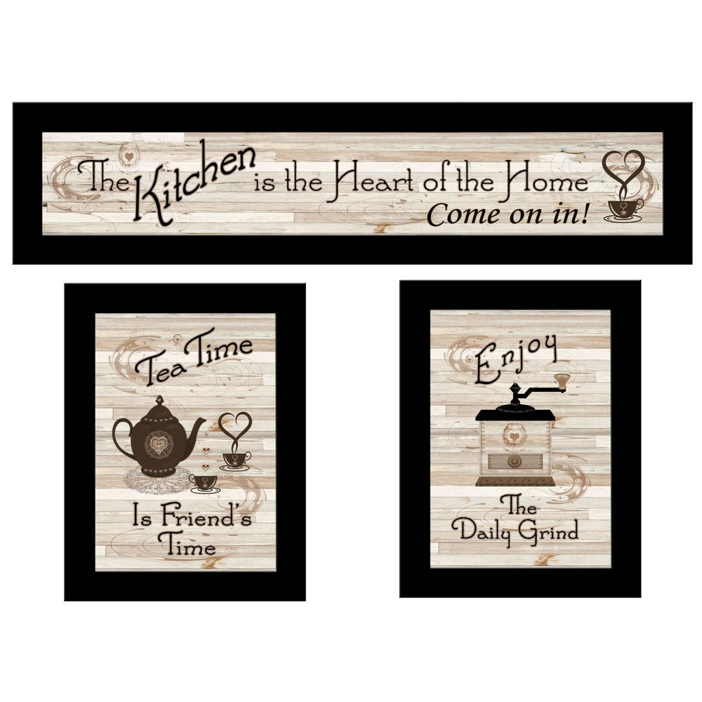 Set Of Three Kitchen Friendship Collection III 3 Black Framed Print Kitchen Wall Art HomeRoots