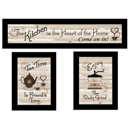 Set Of Three Kitchen Friendship Collection III 3 Black Framed Print Kitchen Wall Art HomeRoots