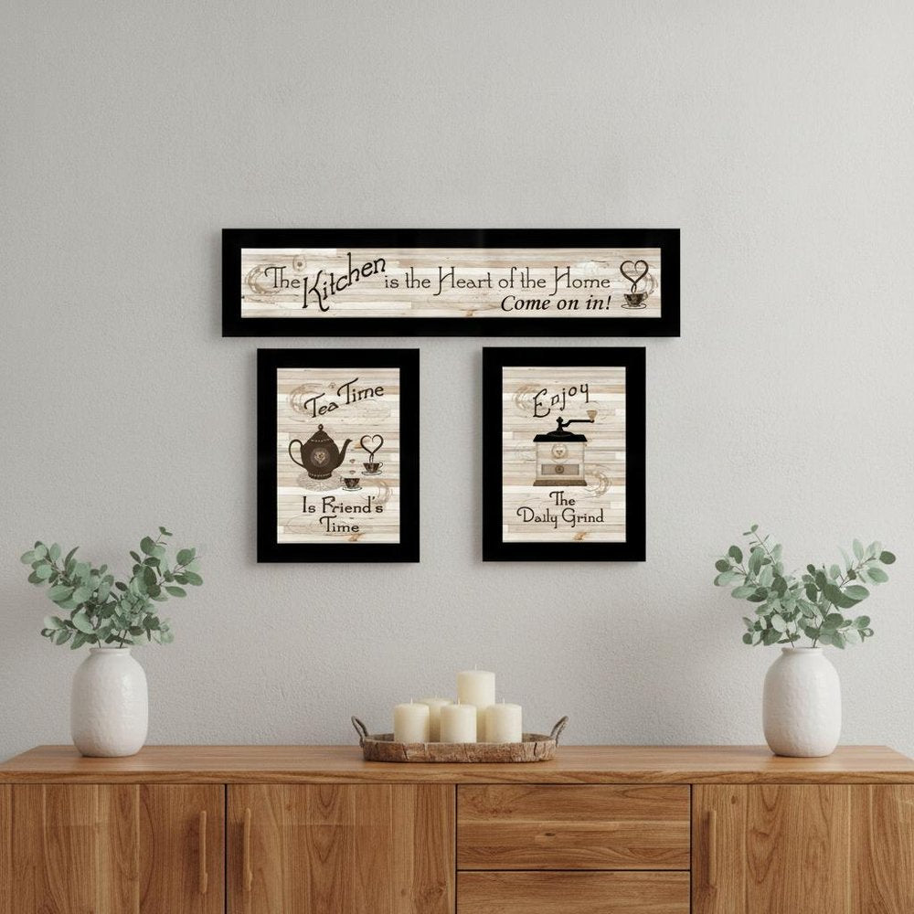 Set Of Three Kitchen Friendship Collection III 3 Black Framed Print Kitchen Wall Art — view 1