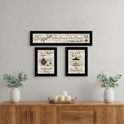 Set Of Three Kitchen Friendship Collection III 3 Black Framed Print Kitchen Wall Art HomeRoots