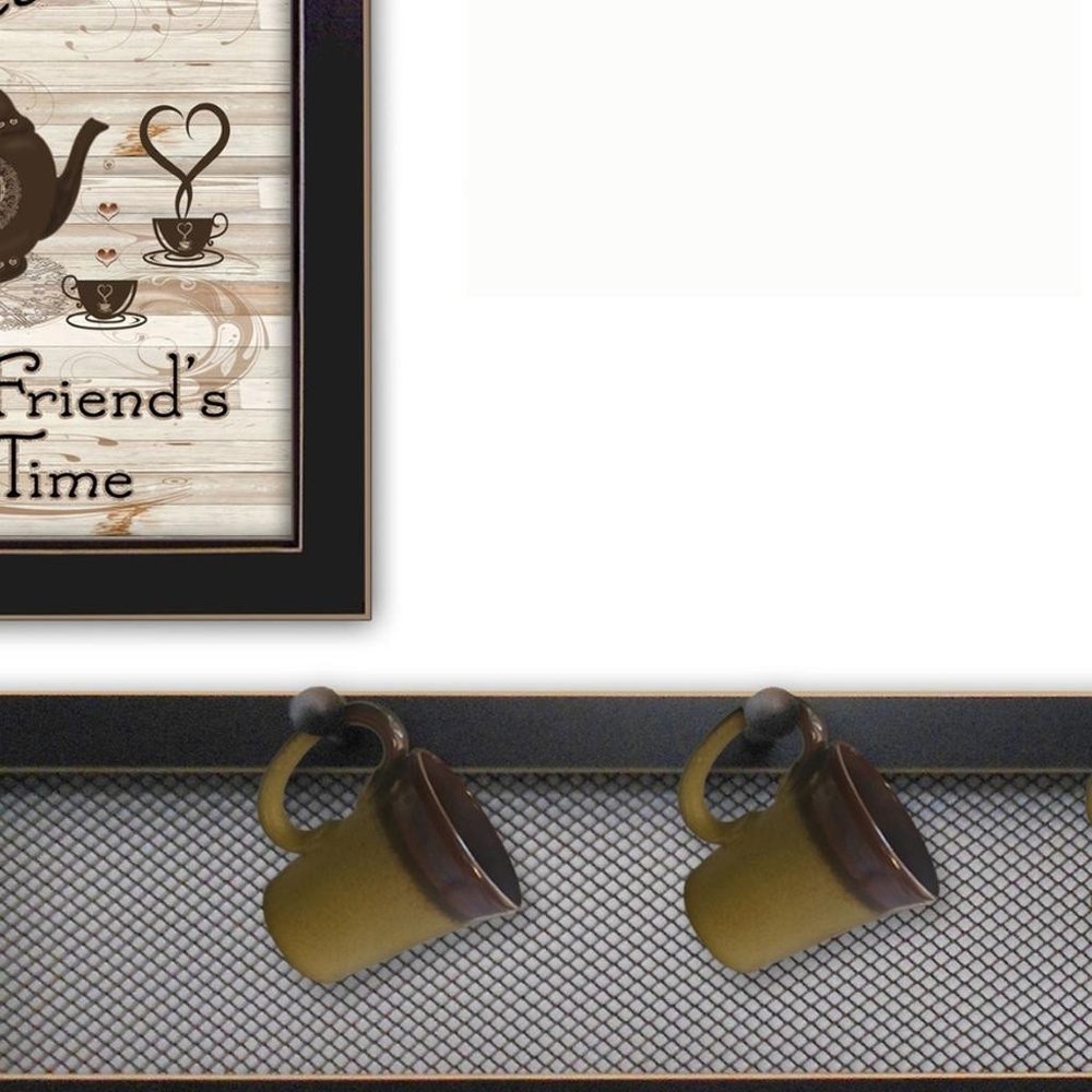 Set Of Four Kitchen Collection IV with Seven Peg Mug Rack 3 Black Framed Kitchen Wall Art — view 3