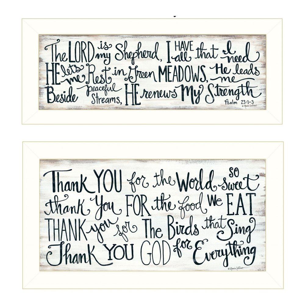 Set Of Two Thank You Lord 1 White Framed Print Wall Art — view 1