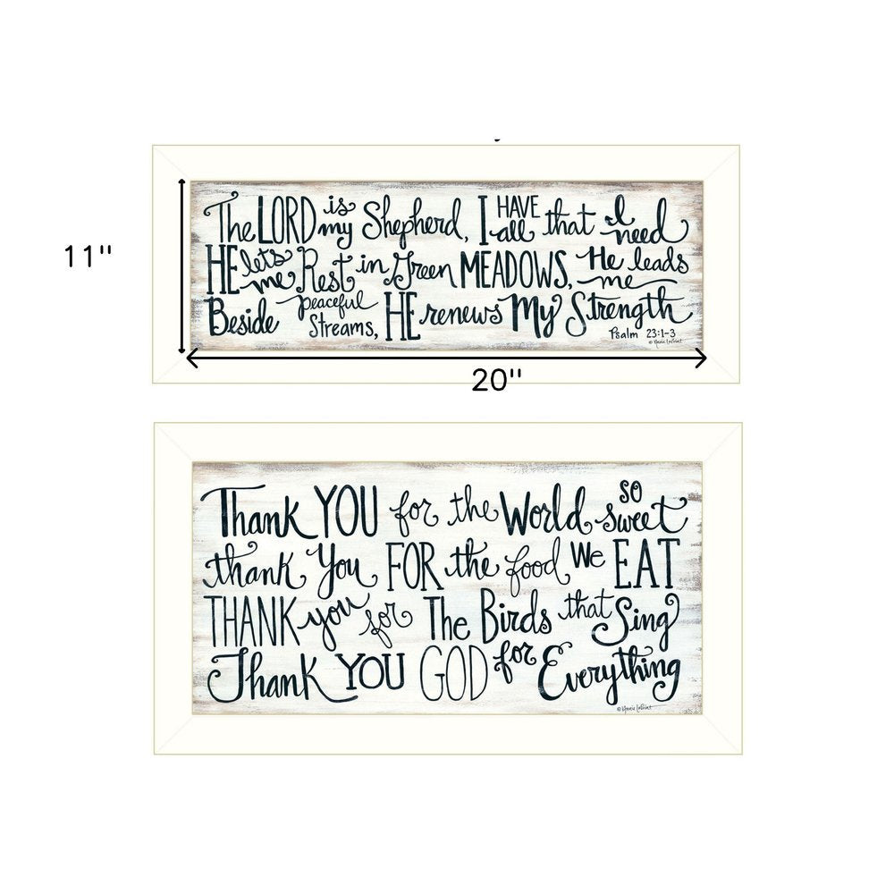 Set Of Two Thank You Lord 1 White Framed Print Wall Art — view 3