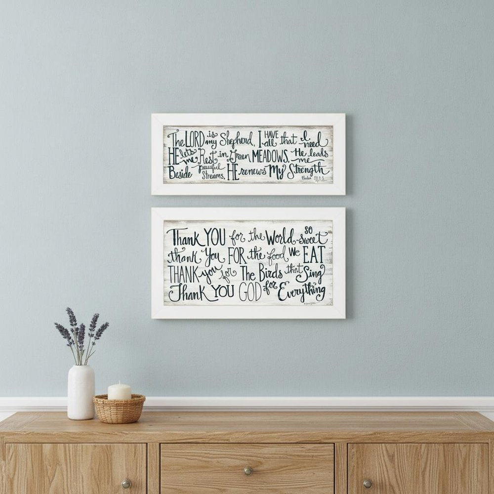 Set Of Two Thank You Lord 1 White Framed Print Wall Art — view 4
