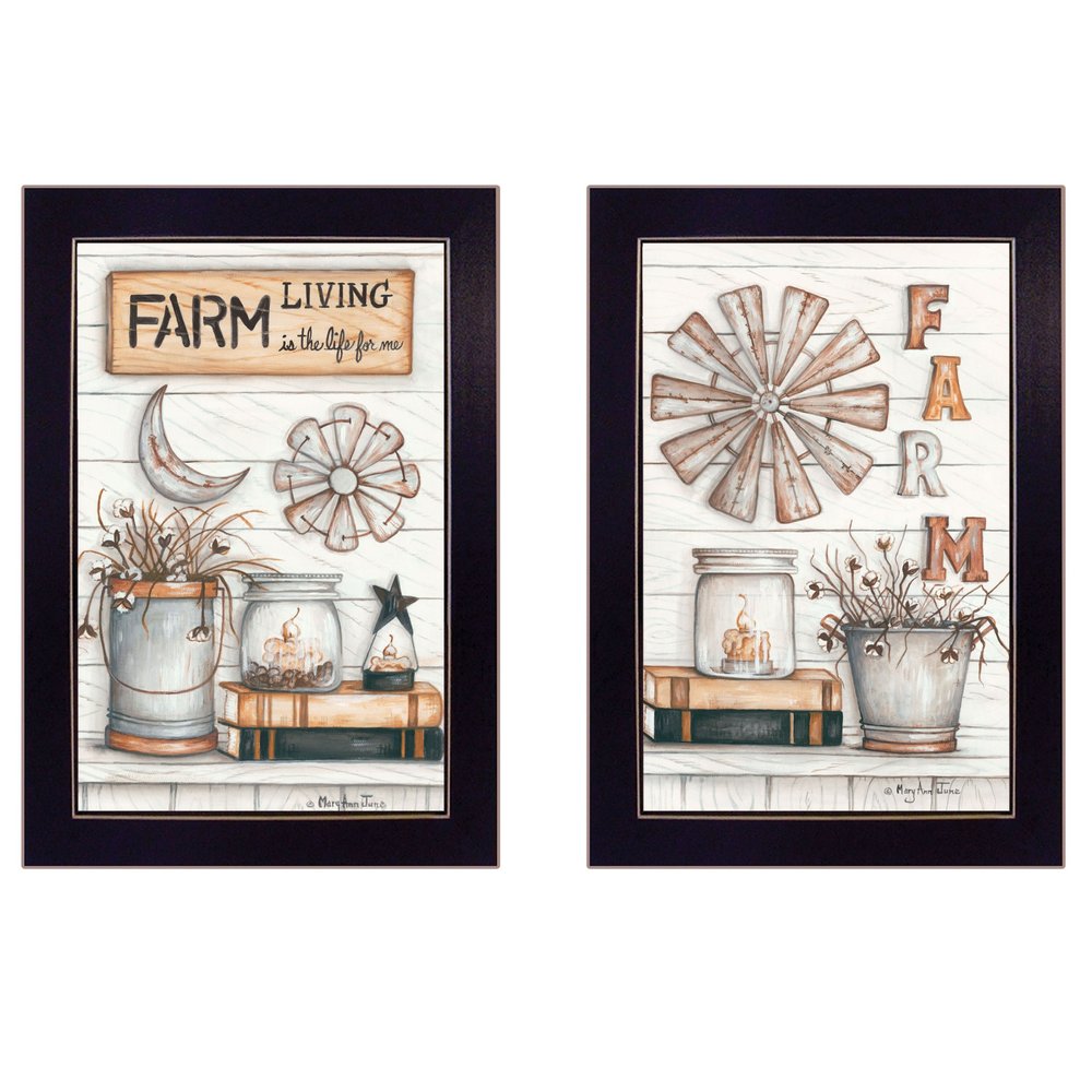 Set Of Two Farm Living 1 Black Framed Print Wall Art HomeRoots