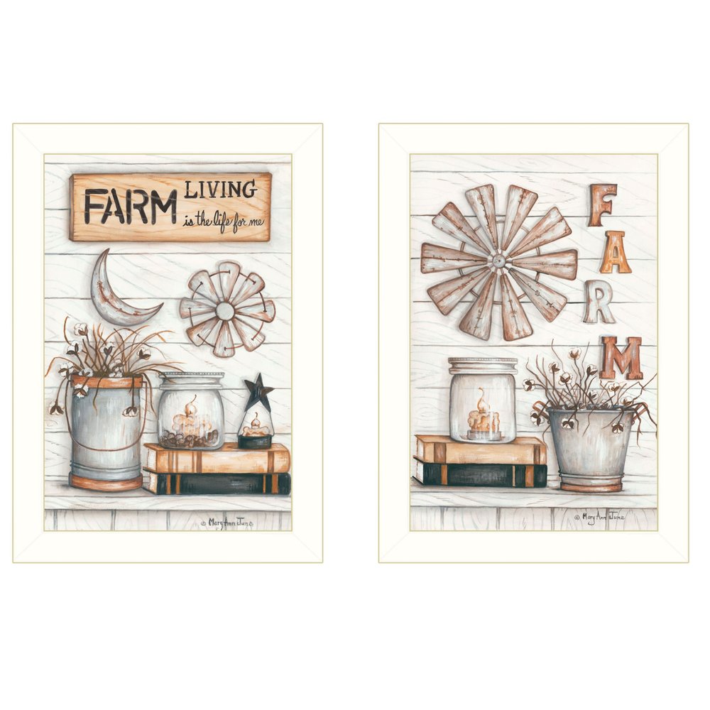 Set Of Two Farm Living 2 White Framed Print Wall Art — view 1