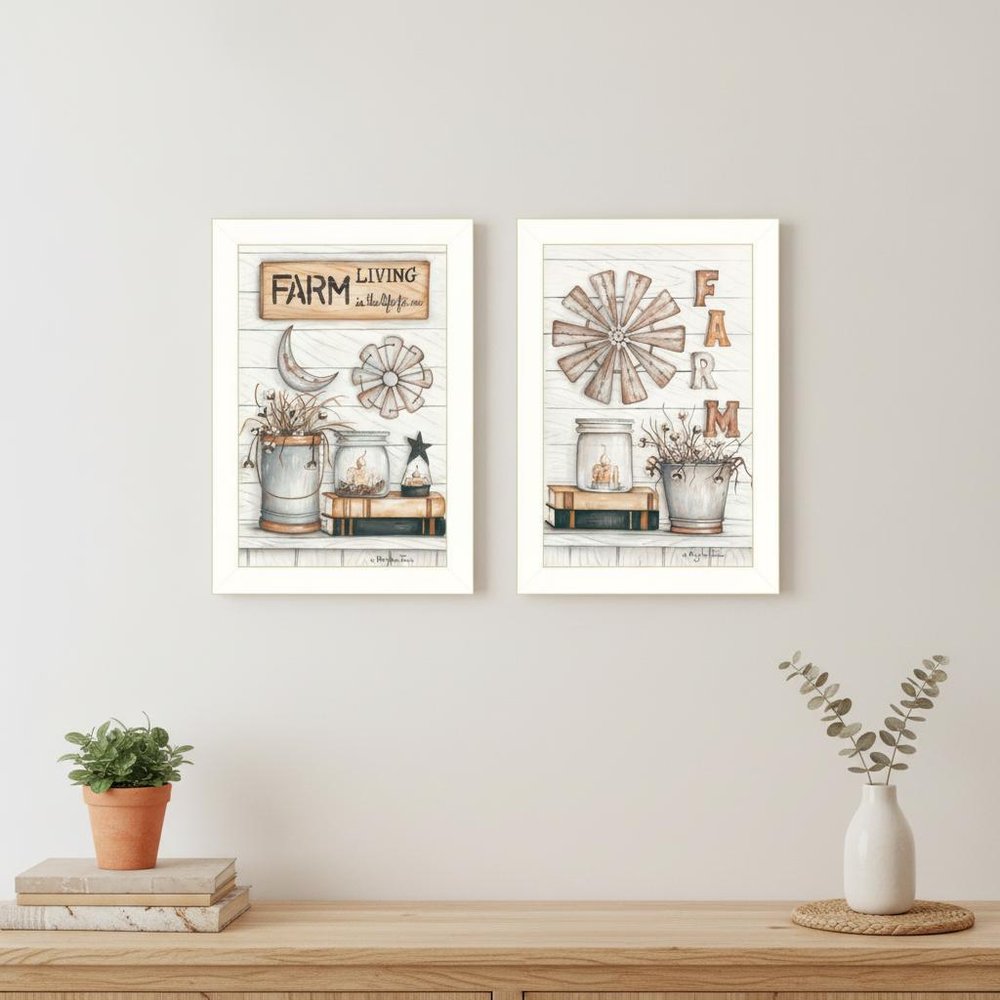 Set Of Two Farm Living 2 White Framed Print Wall Art — view 5