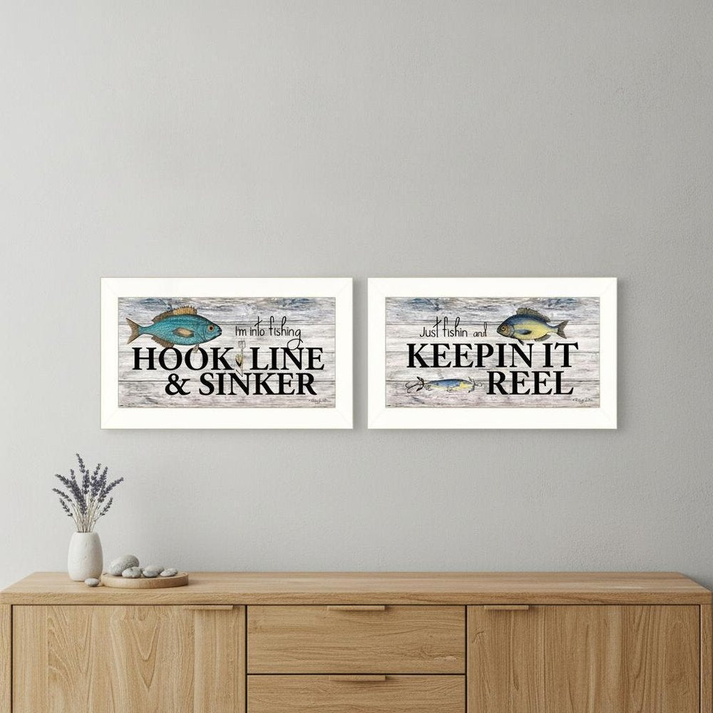 Set Of Two Fishing Combo 2 White Framed Print Wall Art — view 4