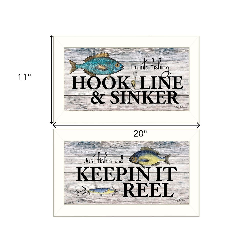 Set Of Two Fishing Combo 2 White Framed Print Wall Art — view 3