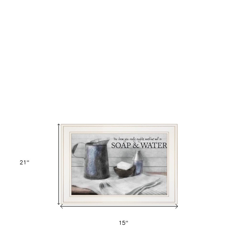 Set Of Two Soap or Floral 1 White Framed Print Bathroom Wall Art — view 3