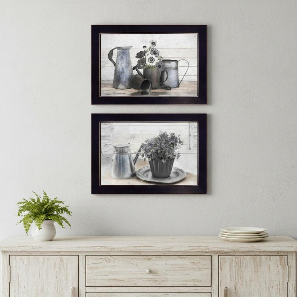 Set Of Two Floral with Tin Ware 2 Black Framed Print Wall Art — view 5