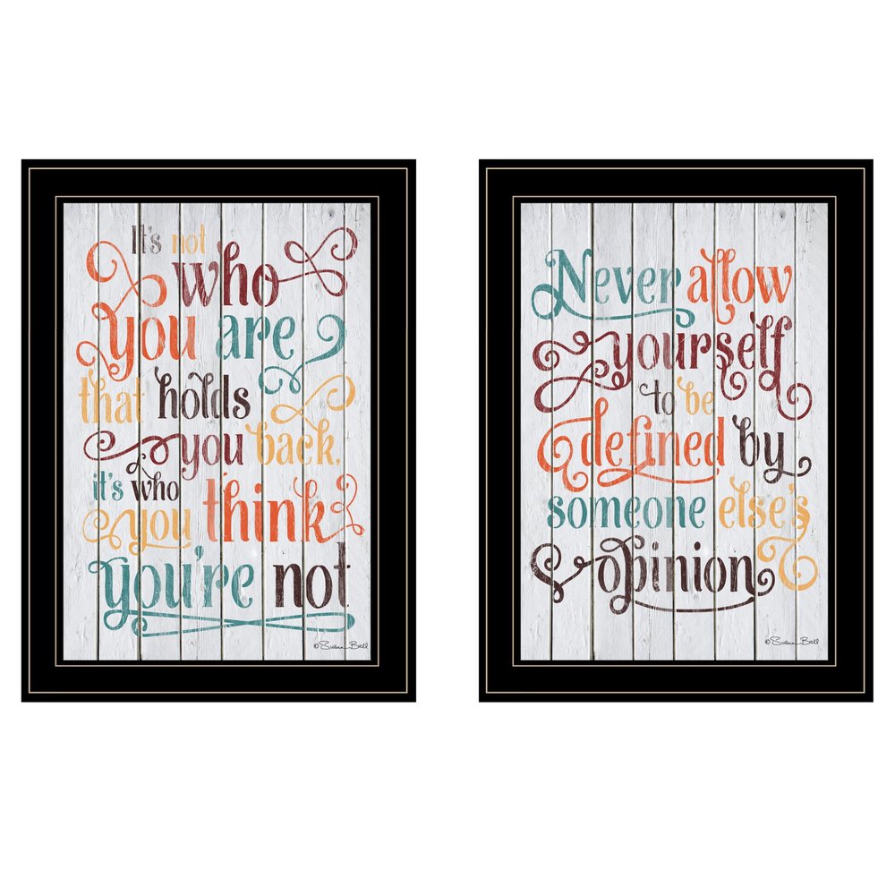 Set Of Two Who You Think 2 Black Framed Print Wall Art — view 1