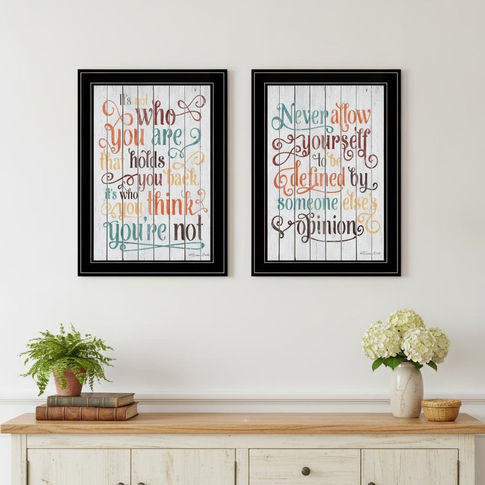 Set Of Two Who You Think 2 Black Framed Print Wall Art — view 5
