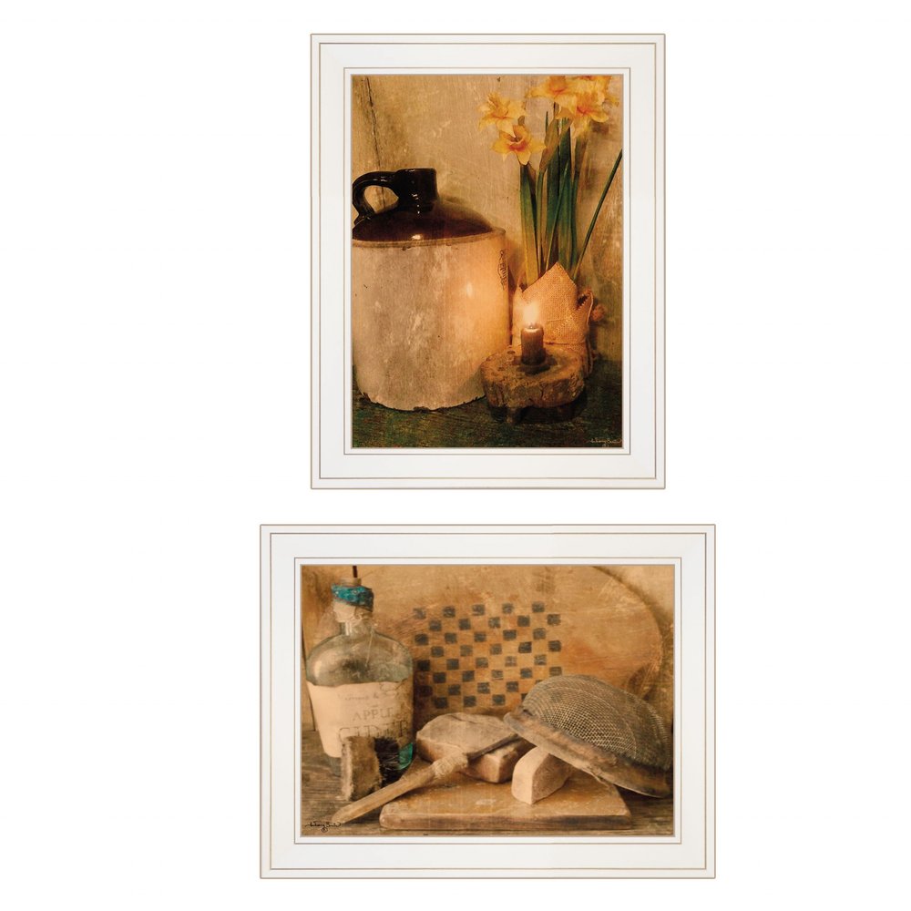 Set Of Two Daffodils and Cider 1 White Framed Print Bathroom Wall Art — view 1