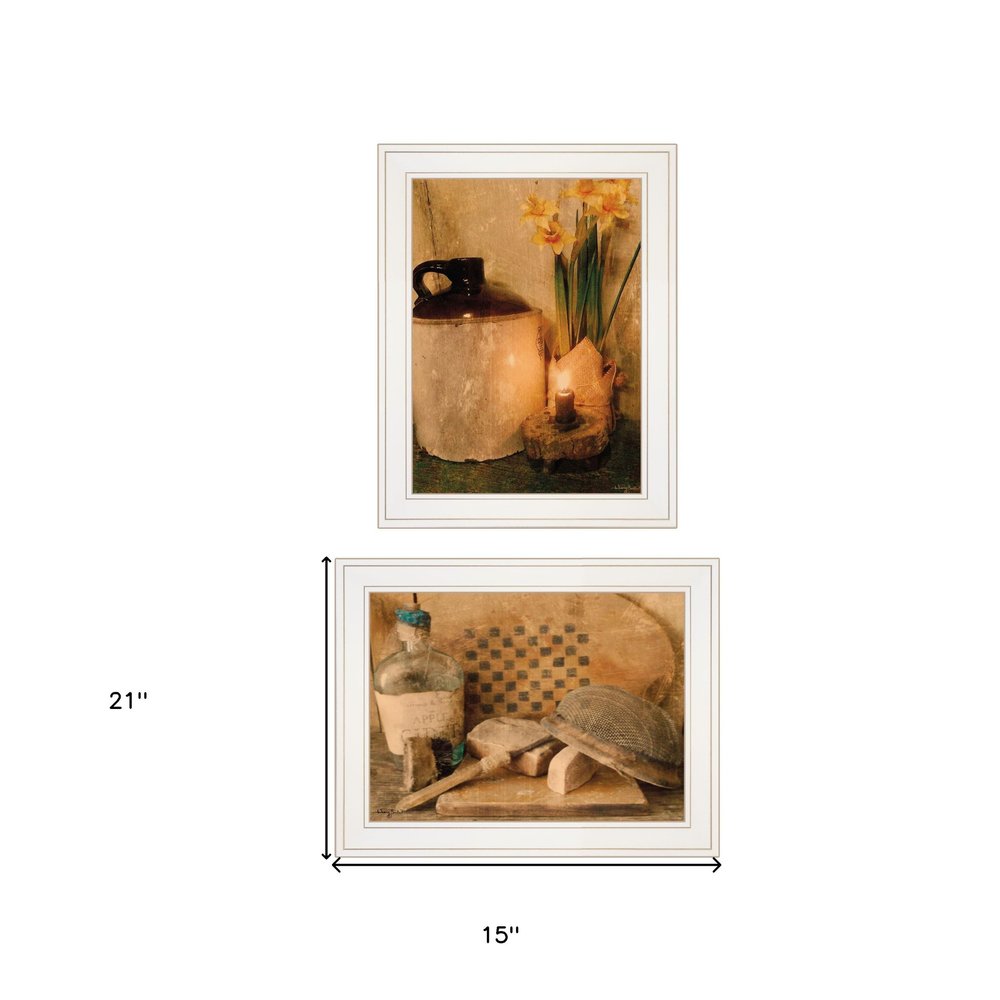 Set Of Two Daffodils and Cider 1 White Framed Print Bathroom Wall Art — view 3