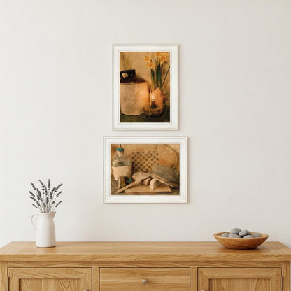 Set Of Two Daffodils and Cider 1 White Framed Print Bathroom Wall Art