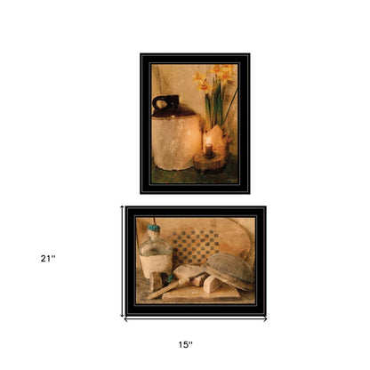 Set Of Two Daffodils and Cider 2 Black Framed Print Bathroom Wall Art HomeRoots