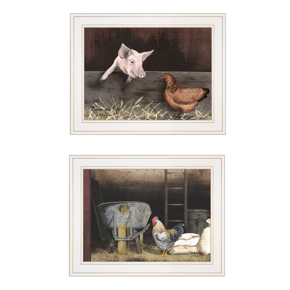 Set Of Two Bacon and Eggs 1 White Framed Print Wall Art — view 1