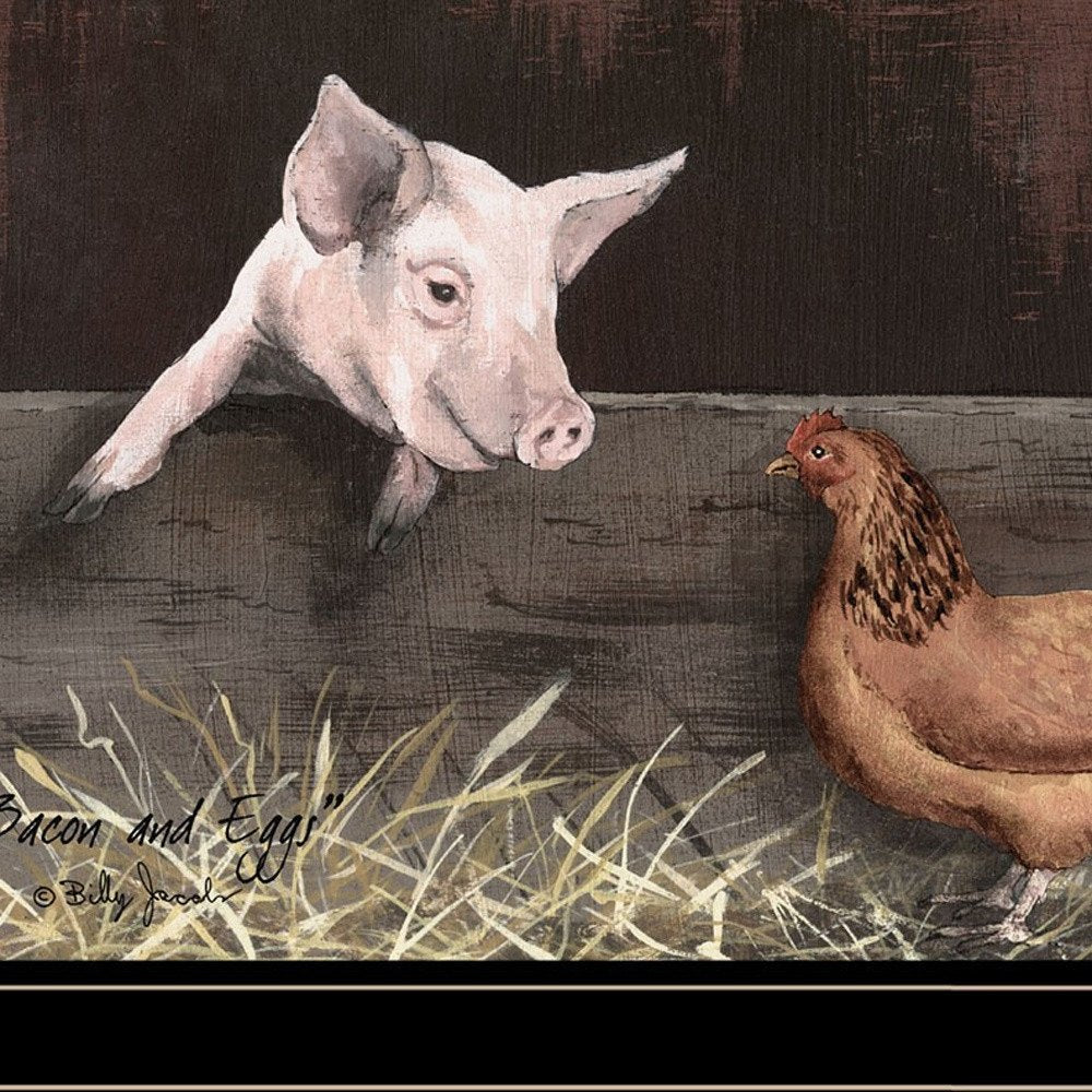 Set Of Two Bacon and Eggs 2 Black Framed Print Wall Art — view 3