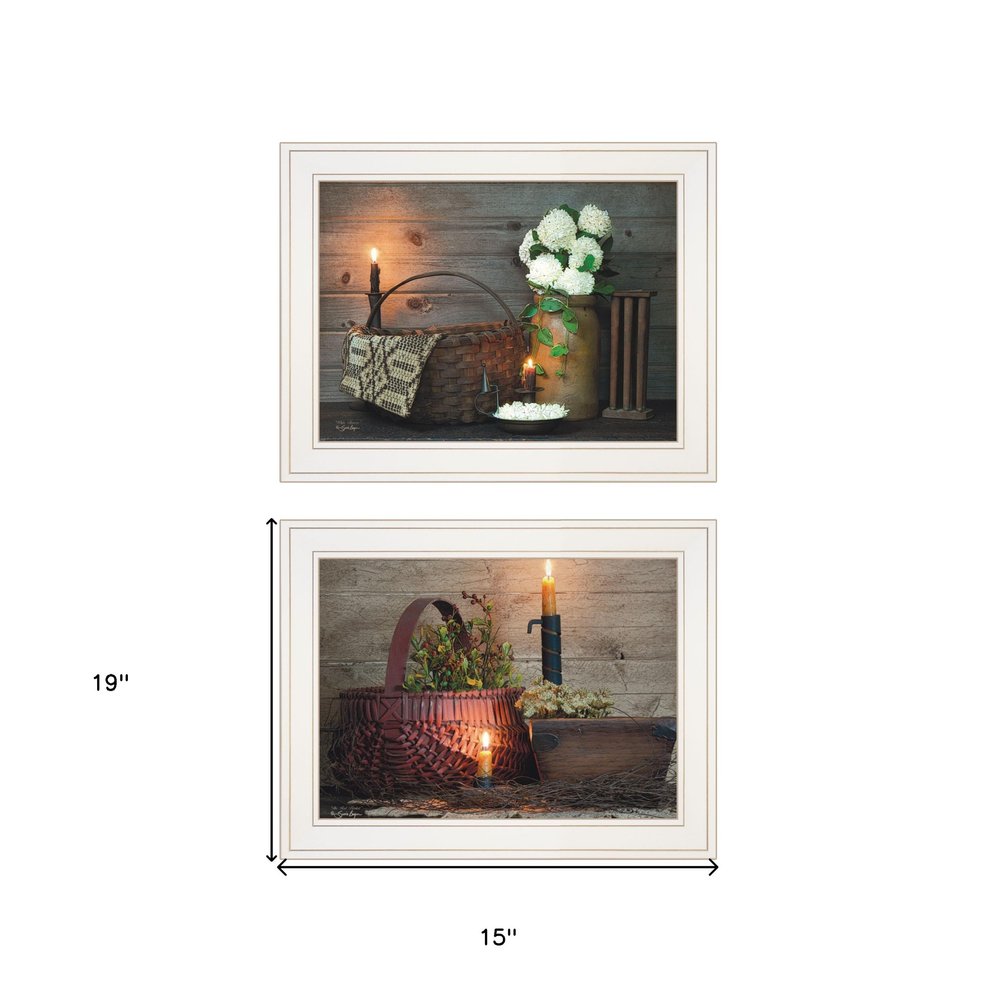 Set Of Two White or Red baskets 1 White Framed Print Wall Art — view 3