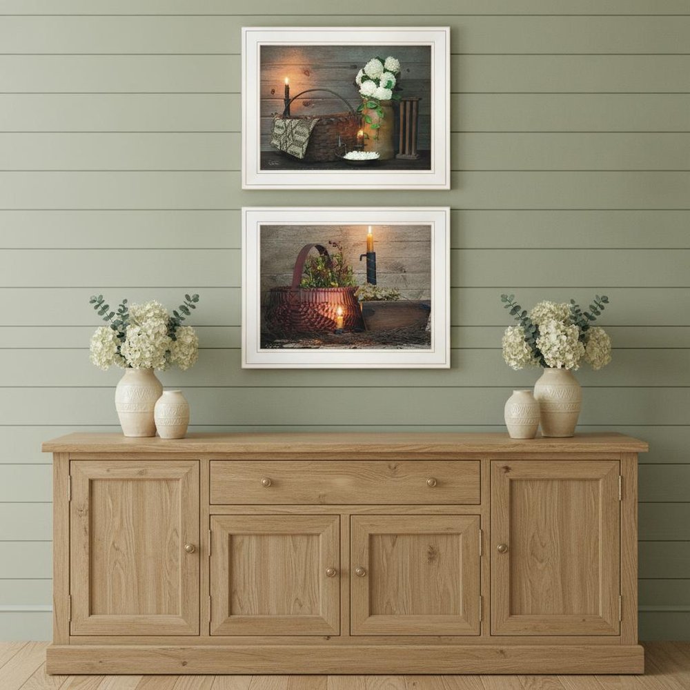 Set Of Two White or Red baskets 1 White Framed Print Wall Art — view 4