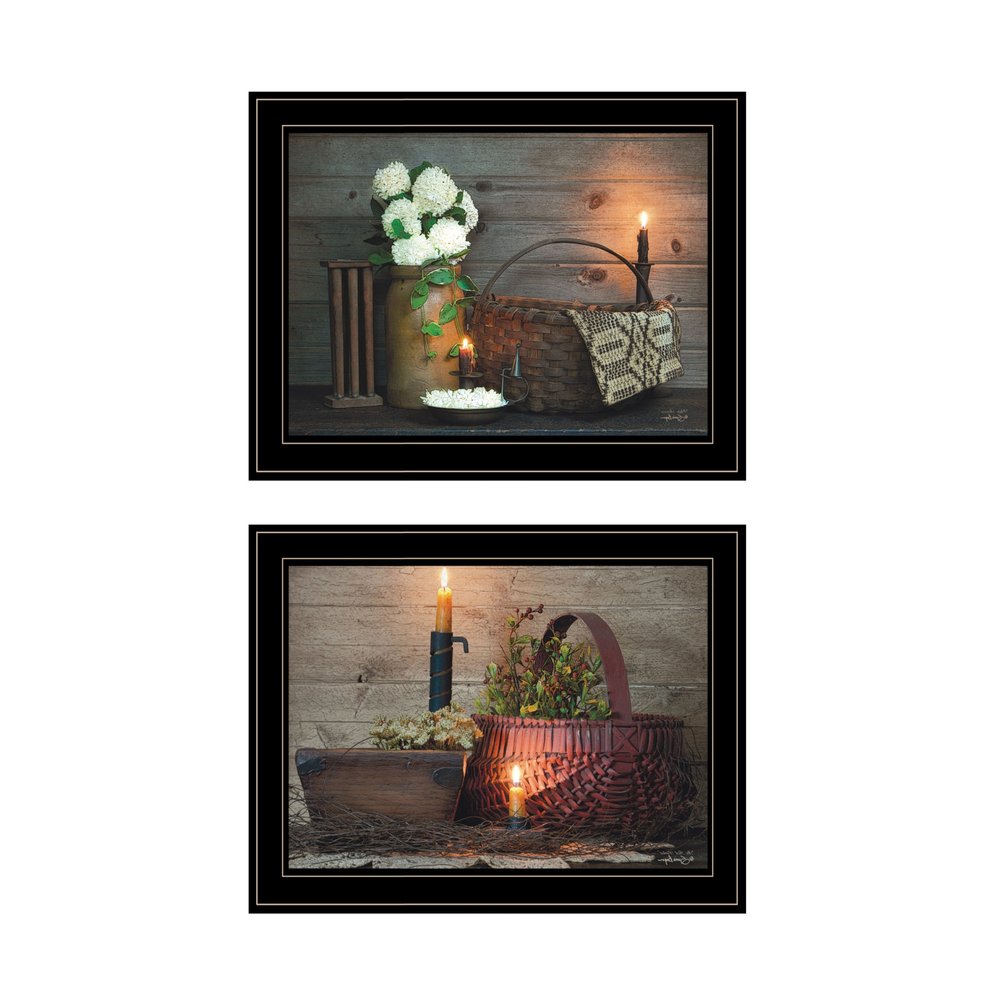 Set Of Two White And Red baskets Black Framed Wall Art — view 3