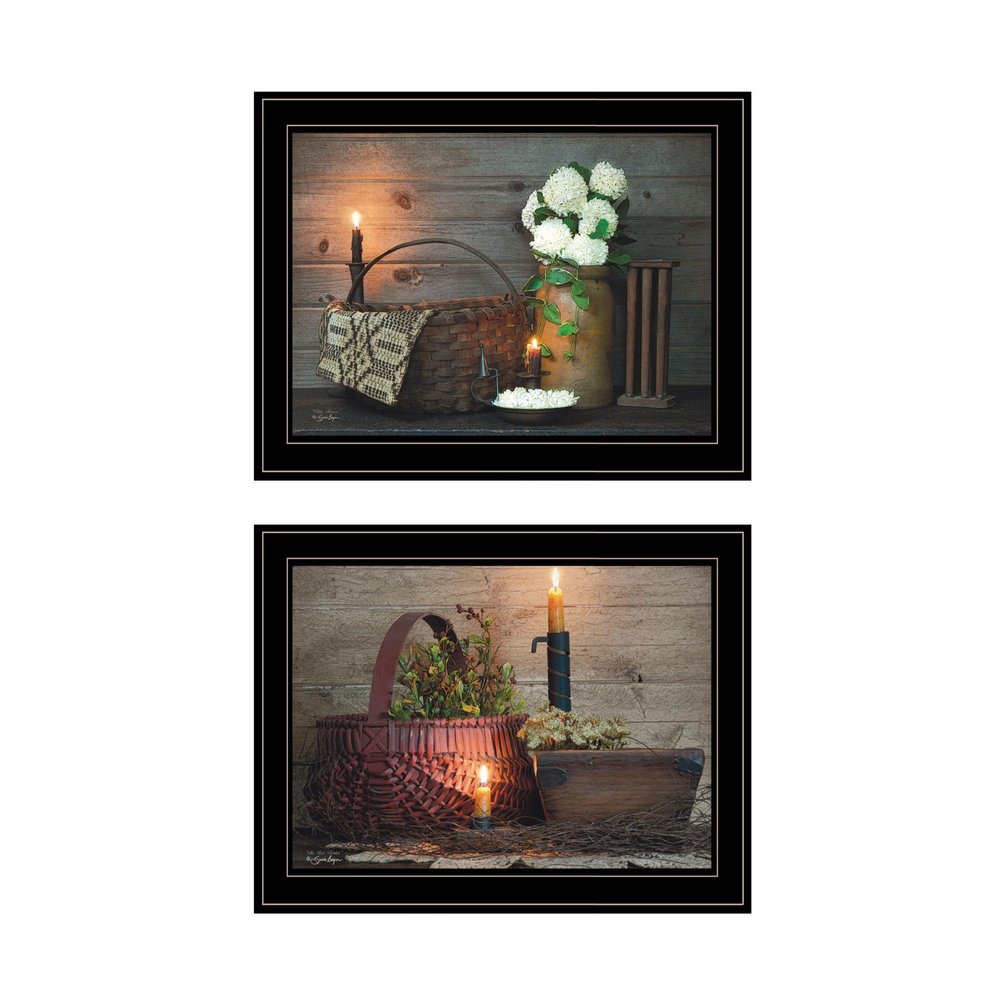Set Of Two White And Red baskets Black Framed Wall Art — view 2