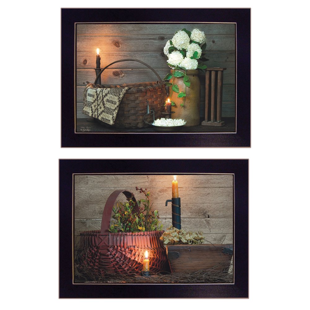 Set Of Two White or Red baskets 3 Black Framed Print Wall Art — view 1