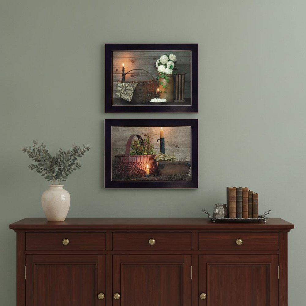 Set Of Two White or Red baskets 3 Black Framed Print Wall Art — view 3