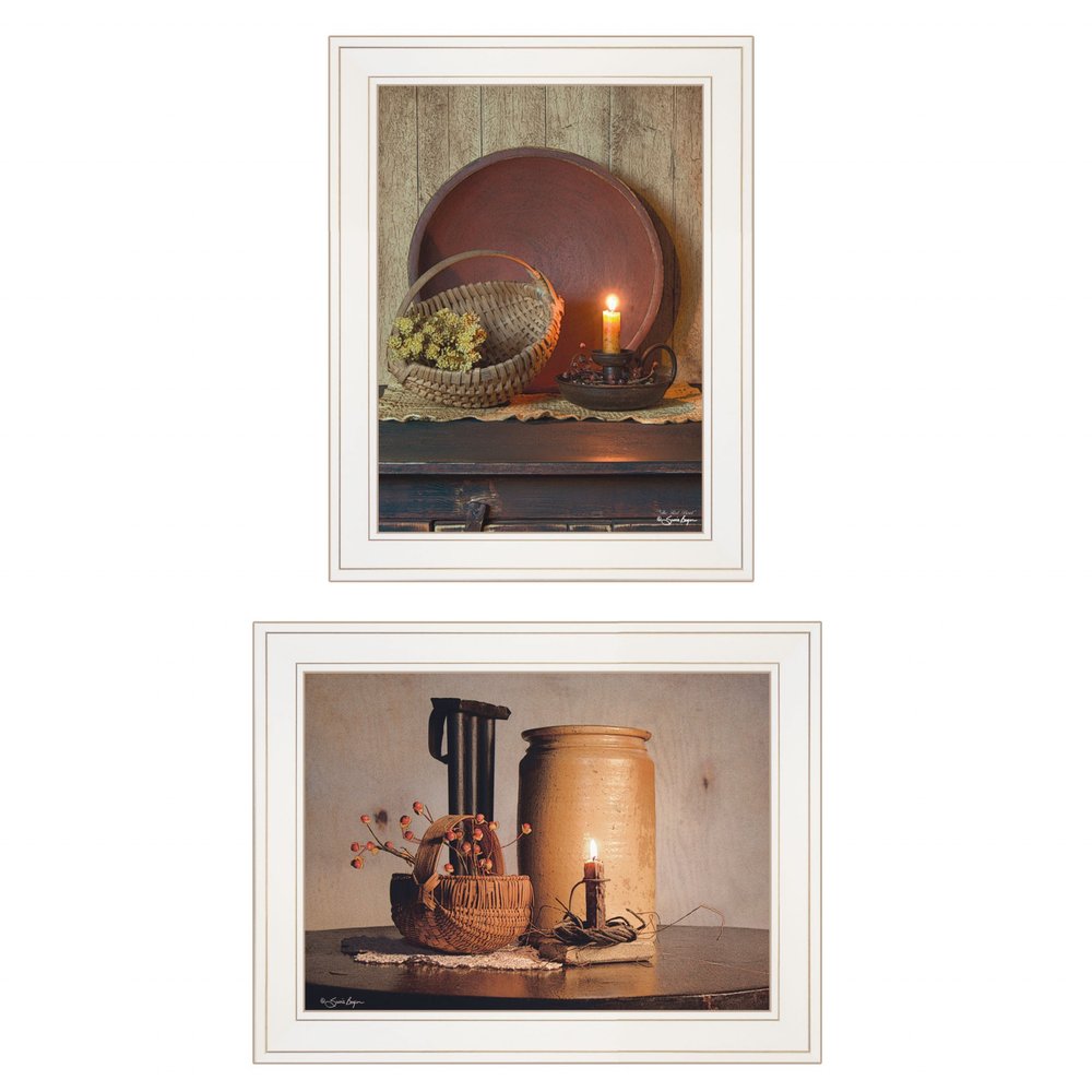Set Of Two Red Bowl or Bittersweet Basket 1 White Framed Print Wall Art — view 1