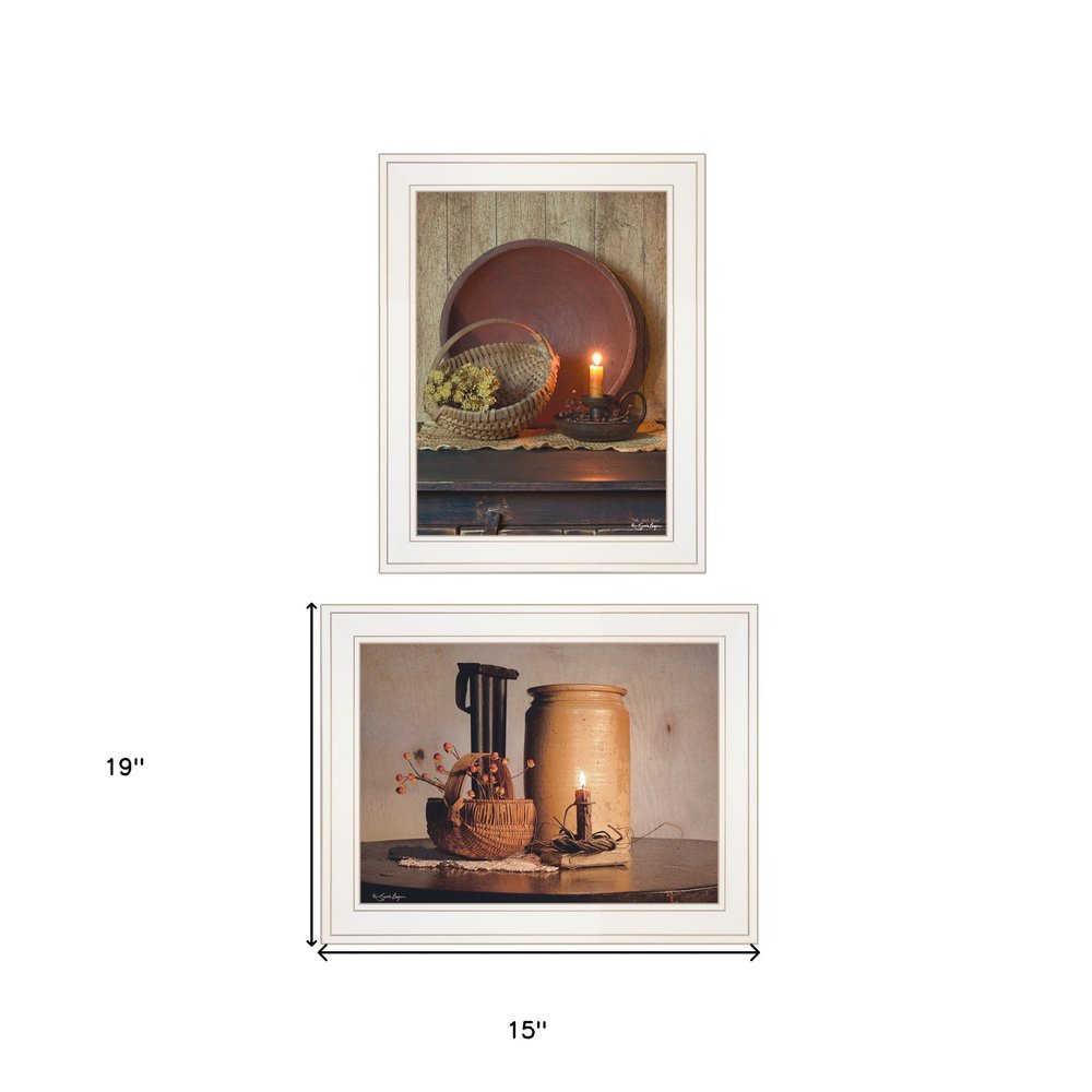 Set Of Two Red Bowl or Bittersweet Basket 1 White Framed Print Wall Art — view 3