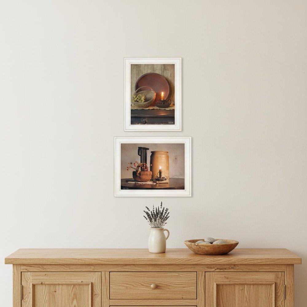 Set Of Two Red Bowl or Bittersweet Basket 1 White Framed Print Wall Art — view 4