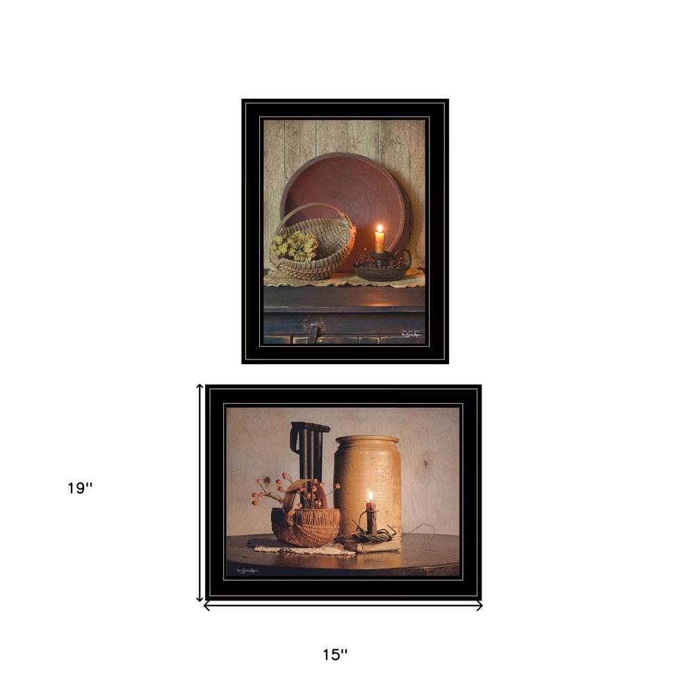 Set Of Two Red Bowl or Bittersweet Basket 2 Black Framed Print Wall Art — view 3