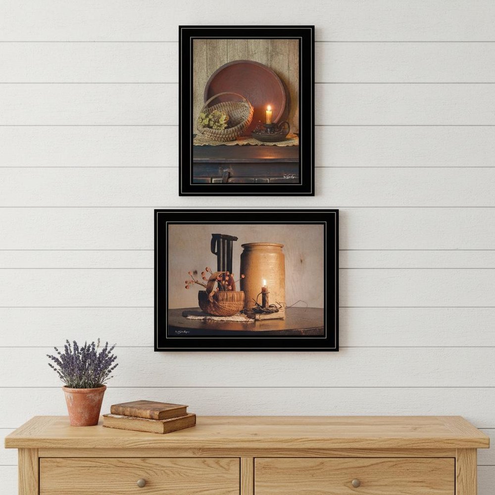 Set Of Two Red Bowl or Bittersweet Basket 2 Black Framed Print Wall Art — view 4