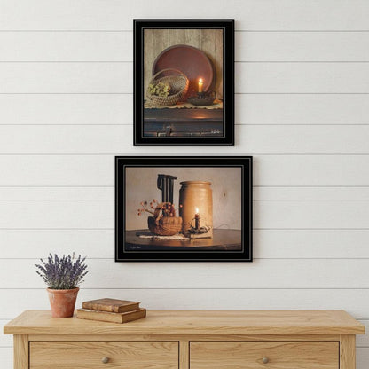 Set Of Two Red Bowl or Bittersweet Basket 2 Black Framed Print Wall Art