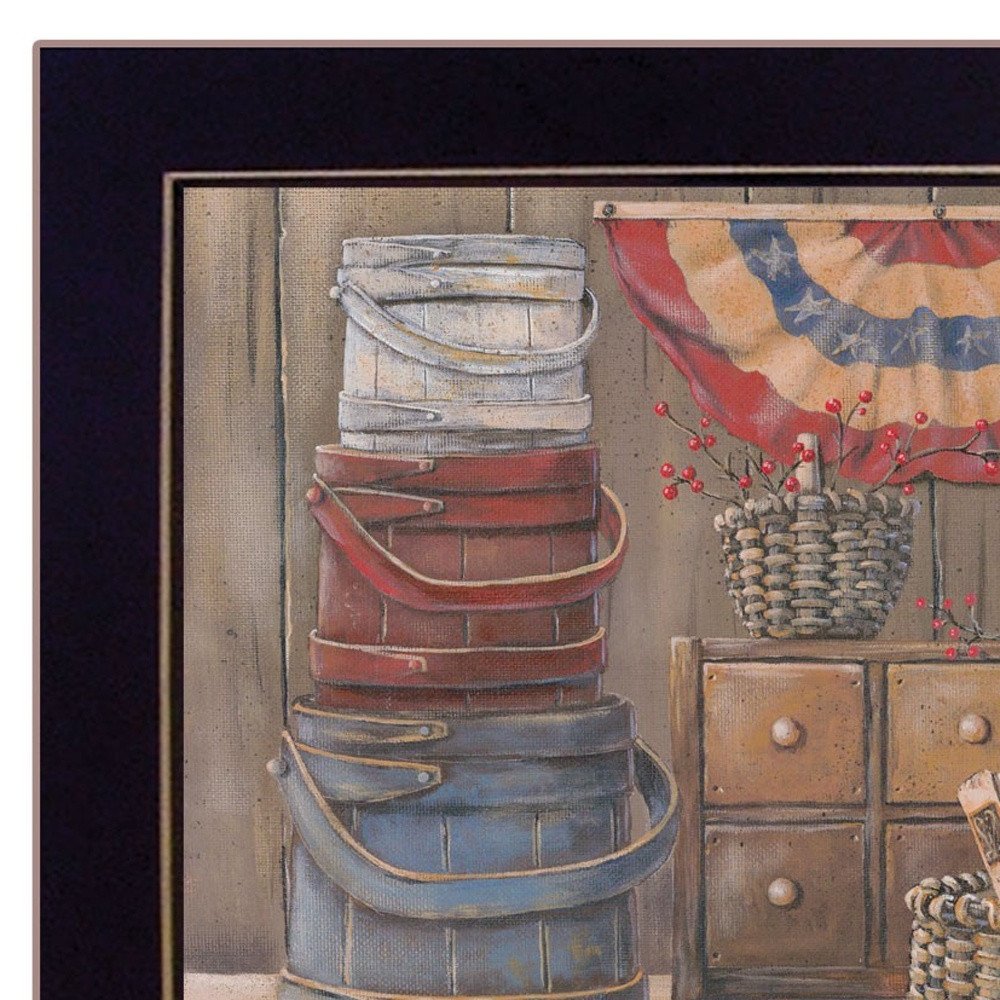 Set Of Two God Bless or Sweet Land 3 Black Framed Print Wall Art — view 3
