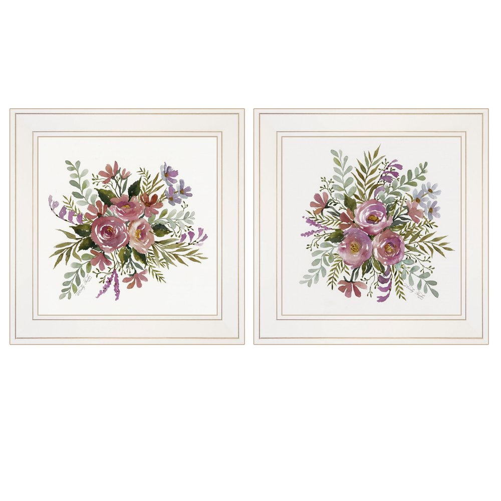 Set Of Two Floral Spray I and II White Framed Print Wall Art — view 1