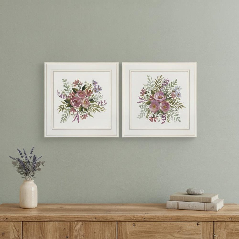 Set Of Two Floral Spray I and II White Framed Print Wall Art — view 5
