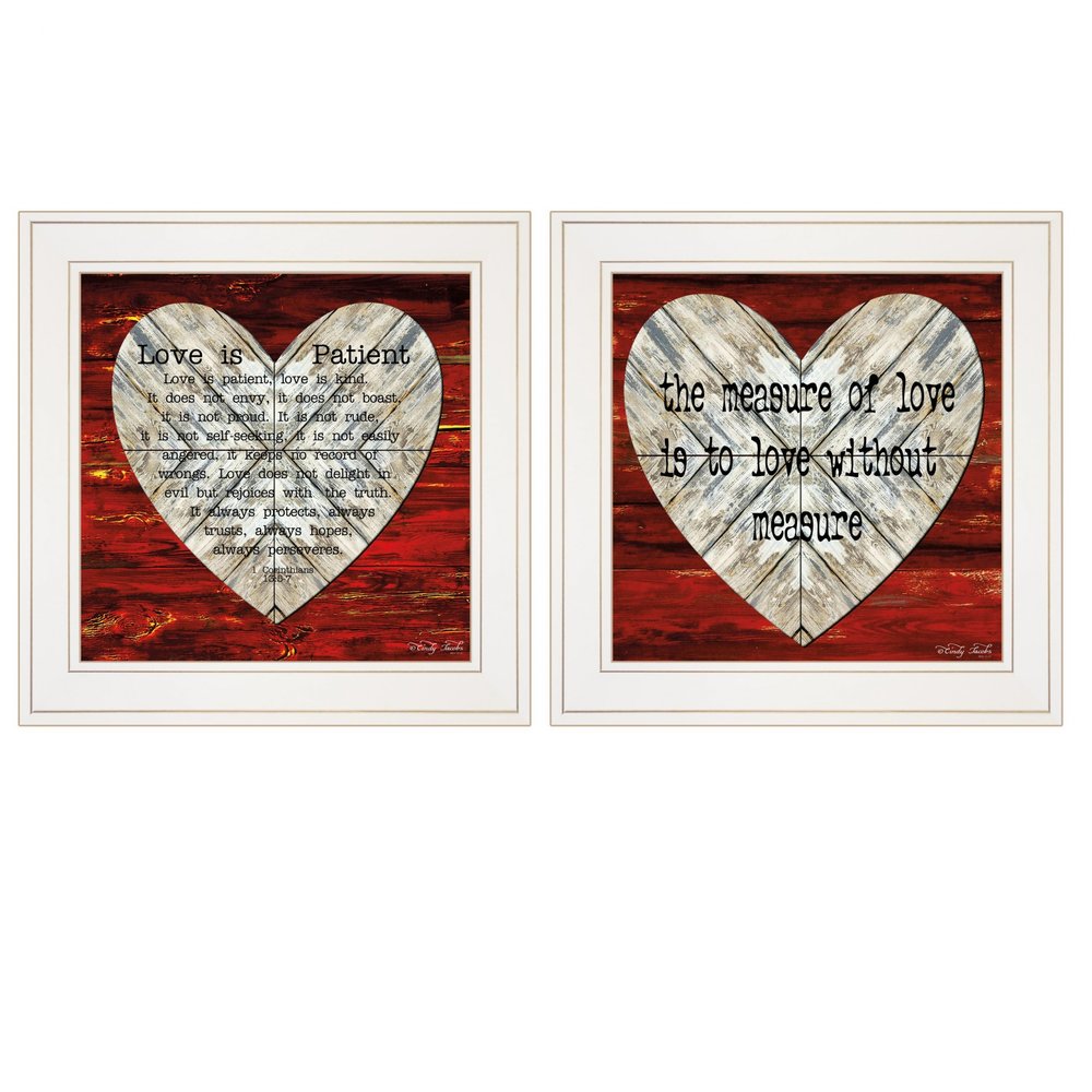 Set Of Two Love is Patient or Measure 1 White Framed Print Wall Art — view 1